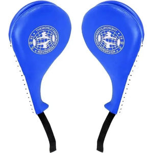 Mitaines de disquette unisexes en cuir à double coups de pied pour Taekwondo, karaté, boxe, arts martiaux avec logo sportif imprimé - Product Image 5