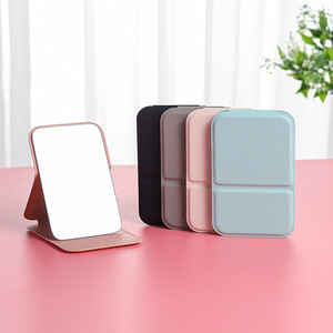 2 espejos de maquillaje mini portátiles (11x7cm) con soporte, diseño ligero y delgado para bolso, viajes y uso diario. - Product Image 2