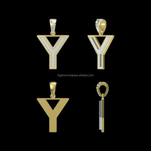 Colgante de estilo Hip Hop de oro blanco/amarillo de 10 quilates personalizado con diamantes naturales de 0,39 quilates, abalorio de plata de 2,6 GM para compromiso/boda - Product Image 2