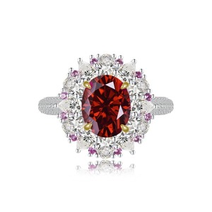 Anillo de Compromiso con Halo de Diamantes Moissanite de Corte Ovalado de 3.0 Ct, Diseño de Joyería Personalizada en Oro CVD para Mujer, Anillo de Boda Solitario - Product Image 2