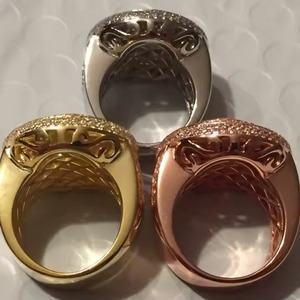 Personalizado de lujo Unisex 10K Amarillo/rosa/blanco Lab Grown Round Diamond Ring Hip Hop Style a precio competitivo - Product Image 4