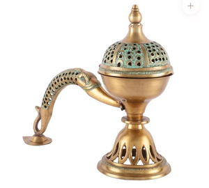 Quemador de Incienso de Latón Puro de Alta Calidad con Grabado y Acabado Pulido, Quemador de Lobán Tradicional de Latón Vintage para Decoración del Hogar - Product Image 3