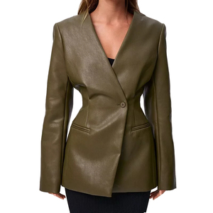 New Product Hot Sale Autumn Winter Women Fashion Genuine <b>Leather</b> Suit Jacket Coats Plus Size Finished Woven Breathable - Product Image 1
