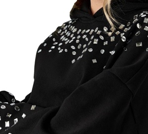 Women Oversized <b>Rhinestone</b> Hoodie Casual Pullover Sweatshirt Long Sleeve With Pocket Fashion Hooded <b>Top</b> - Product Image 4