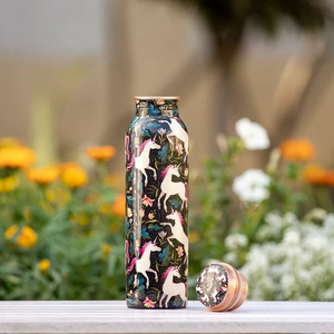 Nuevo diseño elegante botella de agua de cobre impresa en esmalte botella ayurvédica en cobre puro botella de agua impresa personalizada para la venta - Product Image 2