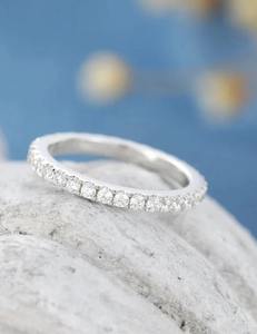 Moissanite แหวนแต่งงาน 925 เงินสเตอร์ลิงแหวนวันครบรอบวินเทจตัดกลมซ้อนแหวนจับคู่ของขวัญสําหรับเธอ - Product Image 3