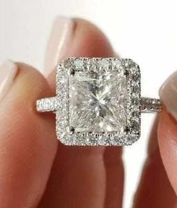 แหวนเงินแท้ 925 เจ้าหญิงตัด Moissanite แหวนหมั้นแหวนครบรอบของขวัญวันวาเลนไทน์ - Product Image 2