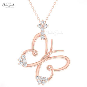 Collier avec pendentif papillon personnalisé en gros, diamant blanc rond de 2 mm, cadeau de Saint-Valentin, bijoux, vendeur vérifié - Product Image 3