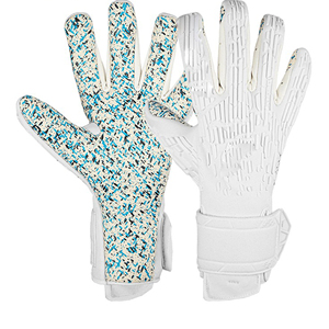 Guantes de portero transpirables impermeables de seis dedos de cuero blanco correa de muñeca ajustable con agarre moteado para práctica de fútbol - Product Image 1