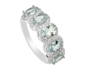 天然6x4毫米椭圆形切割深色海蓝宝石宝石925纯银男女通用戒指巨大制造