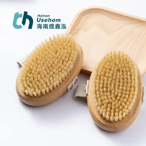 Customized Natural Bristles Exfoliating Dry Skin Brush Bath Body Brush Wooden Bath Brush