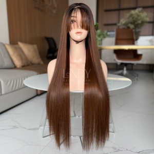 Pelucas muy sedosas de la mejor calidad, pelo crudo Real, 100% cabello humano vietnamita, hueso recto, peluca con cierre de Color marrón - Product Image 5