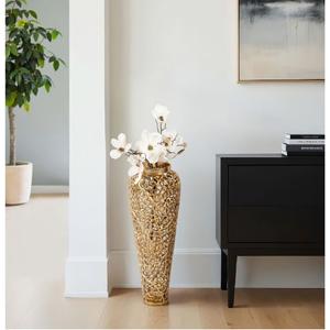 High Selling Hammered <b>Top</b> Aluminum Metal Decorative Gold Vase for Home Decor and Wedding Display Decorative Artificial Pot India - Product Image 3