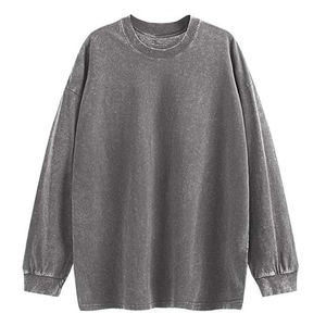 Sudaderas Personalizadas para Hombre, 100% Algodón, Estilo Desgastado, Lavado Ácido, 380 GSM, Cuello Redondo Vintage, Bordadas, Ropa Urbana Básica para Invierno - Product Image 1