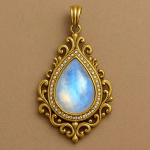 จี้ห่อลวดพระจันทร์สีรุ้ง925เงินสเตอร์ลิง14K ชุบทองแบบคลาสสิกการบำบัดแบบโบฮีเมียนที่เรียบง่าย - Product Image 1