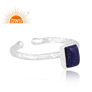 Última tendencia fina plata esterlina Natural lapislázuli piedra preciosa anillo ajustable joyería personalizada para mujer regalo para ella - Product Image 2