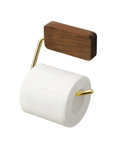 Porte-papier hygiénique en bois naturel avec pièces métalliques antirouille et noyer de style occidental - Product Image 1