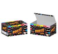 Bonbons durs Popit multicolores fourrés au chocolat au lait sucré, forme boule, 212g, durée de conservation 12 mois, sachet de 3 boîtes/carton