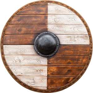Escudo Redondo Vikingo Hecho a Mano de Madera, Escudo Medieval Listo para la Batalla, para Recreación Histórica, Cosplay, Decoración de Pared para el Hogar y la Oficina - Product Image 1