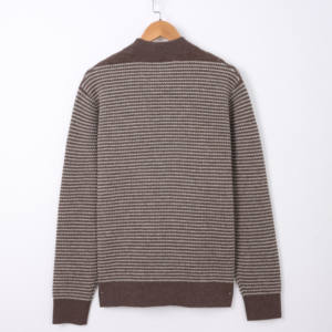 Pulls en laine de yak mérinos personnalisés Chandails à rayures tricotés en tissu d'hiver pour hommes - Product Image 5