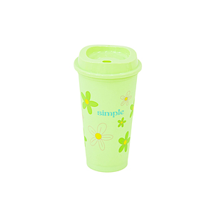 แก้วกาแฟพลาสติก PP ลายดอกไม้ ขนาด 500 มล. พร้อมฝาปิดแบบดูด ใช้ซ้ำได้ เหมาะสำหรับชาเย็น น้ำผลไม้ ชานมไข่มุก แบบนำกลับบ้าน - Product Image 2