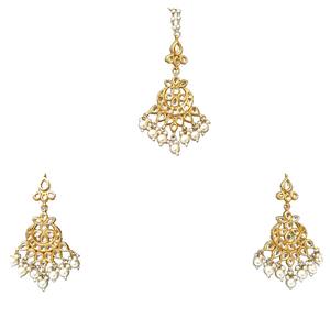 Pendientes Largos Étnicos Clásicos de Kundan Polki, Chapados en Oro, con Cristales de Estrás, Base de Aleación de Larga Duración, para Bodas y Fiestas - Product Image 3