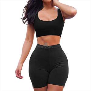 Chándal de 2 piezas para mujer, conjunto de entrenamiento deportivo, pantalones cortos de Yoga - Product Image 1