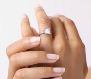 Bague de mariage en or jaune 10 carats, or rose et or blanc, taille princesse, diamant cultivé en laboratoire, bague de fiançailles en diamant taillé princesse - Product Image 4