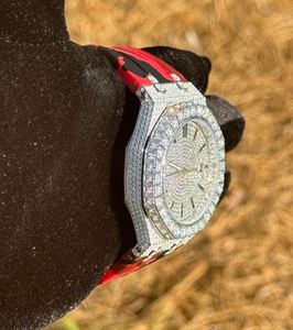 Reloj mecánico automático de lujo para hombre, Octágono, diseñador, Camuflaje, rojo, moissanita, personalizado, estilo Hip Hop, acero inoxidable - Product Image 4