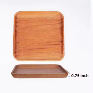 Assiette à salade en bois pour servir des desserts et des repas Plateau de service élégant en bois par Crescent Crafts - Product Image 2