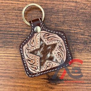 Porte-clés en cuir repoussé à la main Porte-clés en cuir de fourrure de vachette Porte-clés de créateur Porte-clés Offre Spéciale élégant - Product Image 1
