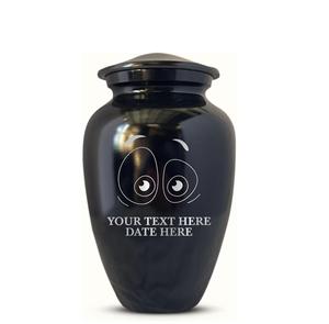 Googly Eyes 2 <b>Large</b> Human Cremation <b>Urn</b> for Adult Ashes Men Woman Engraved Aluminum Finish <b>Urn</b> with Name Black Custom Size - Product Image 4
