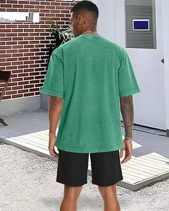 เสื้อยืดโอเวอร์ไซส์แบบฟอกสี 100% ผ้าฝ้าย วินเทจ ลุคสตรีทแวร์ คอกลม แขนสั้น สำหรับผู้ชาย เสื้อฟอกสี - Product Image 4