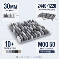 Tuile de plafond acoustique de 30 mm, OEM ODM, couleur personnalisable, panneau acoustique en PET, panneau acoustique en fibre de polyester