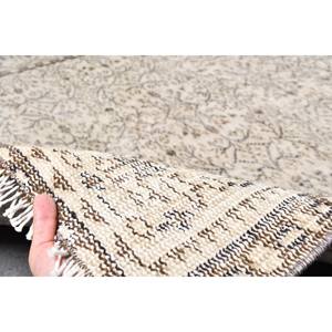 Alfombra turca Vintage clásica 5,8X8,7 pies Beige marrón Patchwork lana Imitación Piel de conejo látex Rectangular pasillo para cabecera - Product Image 3