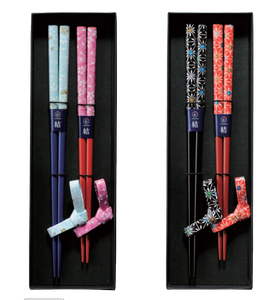 ชุดตะเกียบไม้สไตล์ญี่ปุ่น2คู่ใช้ซ้ำได้ชุดที่วางตะเกียบ - Product Image 1