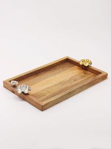 Bandeja de Madera Maciza con Asa de Metal Diseñada para Entretener Invitados con Construcción Resistente y Atractivo Estético Visual - Product Image 6