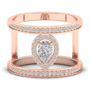 Anillos de compromiso y boda de Plata de Ley 925 personalizables REYES, joyería fina de moissanita de corte de pera de 0,82 quilates para ella - Product Image 1