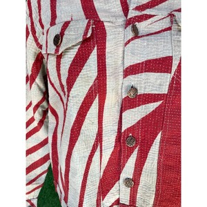 Veste d'hiver vintage unisexe style Kantha manteau en laine matelassé broderie col rabattu bouton coton indien vêtements d'extérieur floraux - Product Image 5