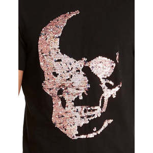 T-shirt INC International Concepts da uomo slim fit con teschio di paillettes, 100% cotone, nero, taglia M, motivo animato 3D - Product Image 3