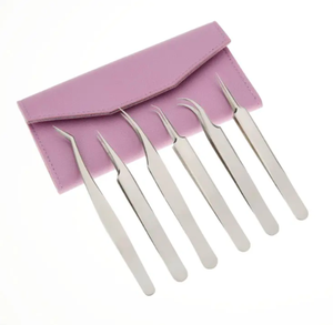 Pinzas para cejas hechas en fábrica, juego de 6 piezas de buena calidad con etiqueta personalizada para depilación de pestañas - Product Image 1