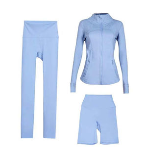 Conjunto Deportivo de 3 Piezas para Mujer, Pantalones Elásticos de Cintura Alta con Estampado, para Running, Fitness, Yoga, Poliéster/Nailon Transpirable, Venta al Por Mayor - Product Image 4