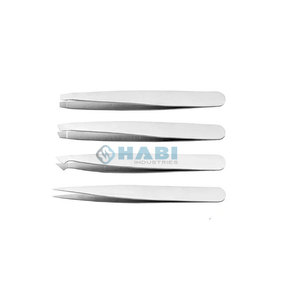 Kit de pinces à sourcils en acier inoxydable allemand professionnel couleur argent avec pochette en cuir spécialement conçu pour la mise en forme des sourcils - Product Image 3