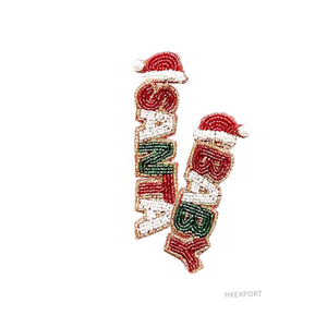 Baby Santa Christmas Beaded Earrings Navidad para mujer, lindas joyas navideñas para niños y adultos, hipoalergénicas y ligeras - Product Image 2