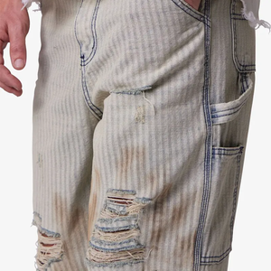 Pantalones Vaqueros Holgados con Lavado Vintage Desgastado, Diseño con Manchas, Estilo Urbano para Hombre - Product Image 6