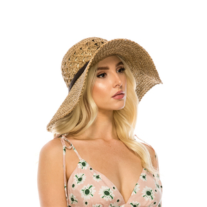 หมวกฟล็อปปี้ดิสก์หญ้าทะเลกว้างและนุ่มเป็นมิตรต่อสิ่งแวดล้อมทำด้วยมือสำหรับวันฤดูร้อนธรรมชาติแบบลำลองและเหมาะสำหรับการเดินทาง-เวียดนามขายส่ง - Product Image 4