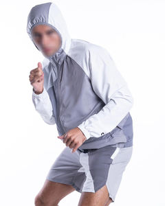 Sudadera con capucha y cremallera para lluvia para hombre, conjuntos de pantalones cortos cortavientos impermeables, conjuntos de dos piezas, trajes cortavientos personalizados para hombre - Product Image 3