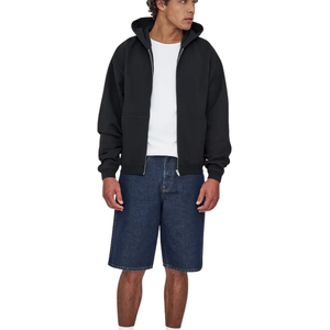 Mens <b>Black</b> <b>Zip</b> <b>Up</b> Hoodie Streetwear Plain Sweatshirt Soft Cotton Fleece Hooded Jacket Casual Lightweight Fashion Wear <b>Hoodies</b> - Product Image 1