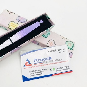 Pinzas profesionales de corazón con agarre de diamante de acero inoxidable de alta calidad, Punta puntiaguda para extensión de pestañas, Color blanco y morado - Product Image 3