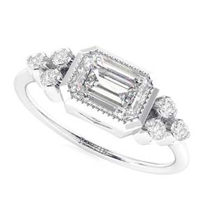 2.00 CT émeraude coupe incolore Moissanite bague de fiançailles, Milgrain Bezel Set Ring, Vintage Art Deco Ring pour les femmes - Product Image 1